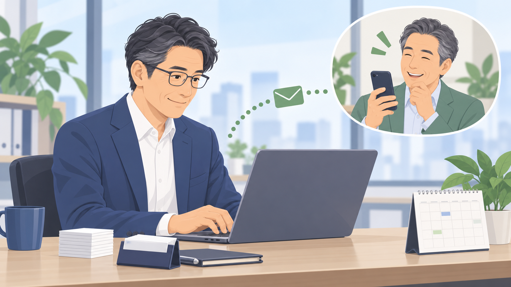 名刺交換だけで終わらせない、交流会後のフォロー方法について考える交流会参加者のイメージ