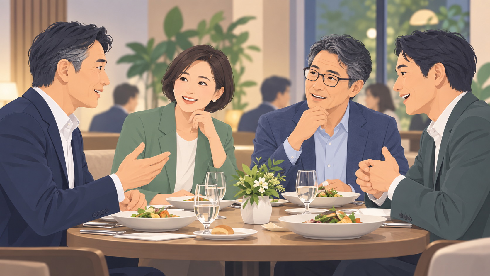食を囲んでつながる大人の交流会のイメージ