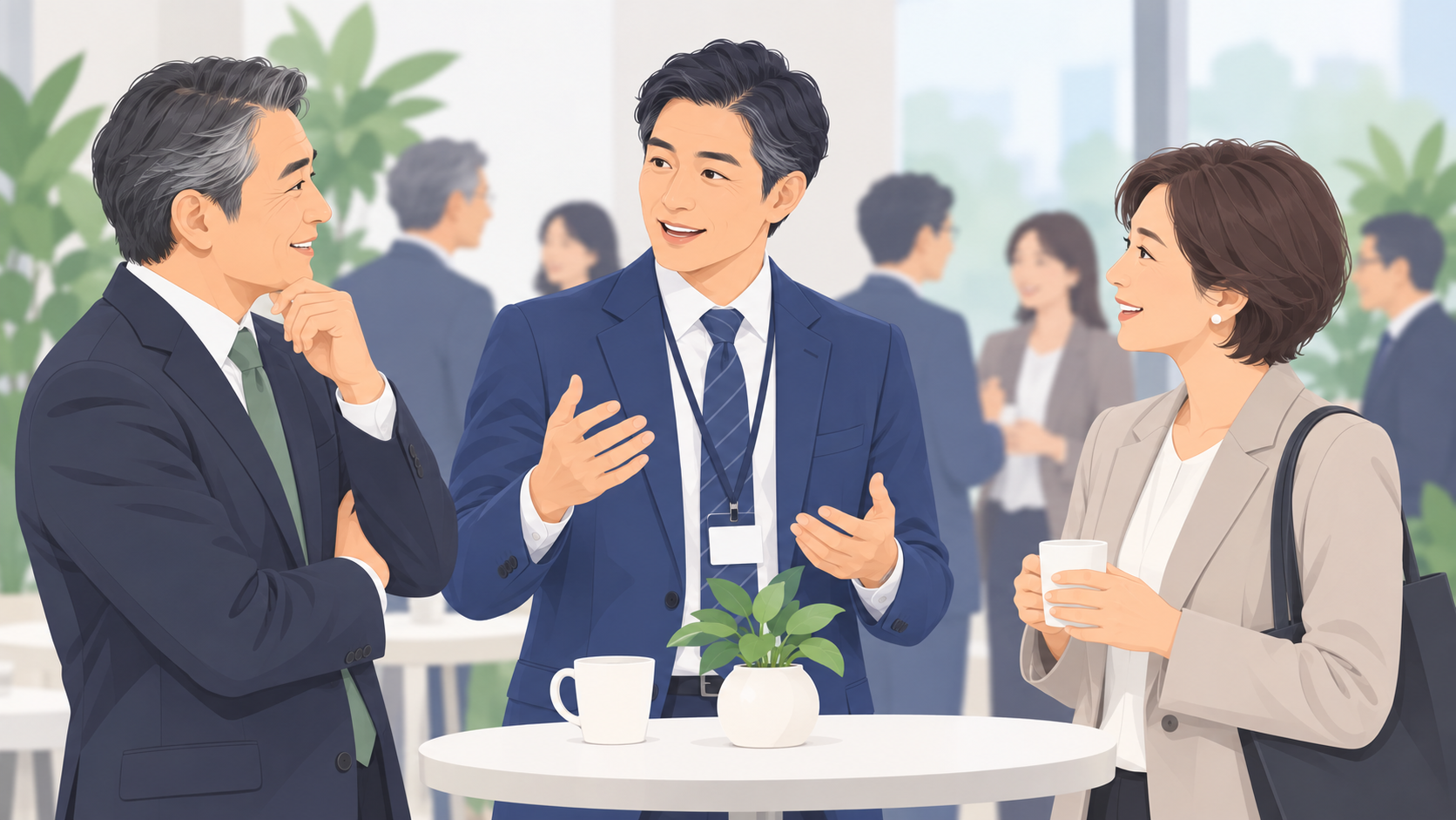 伝わる自己紹介の作り方|30秒で仕事と強みを伝えるコツを実践する交流会参加者のイメージ