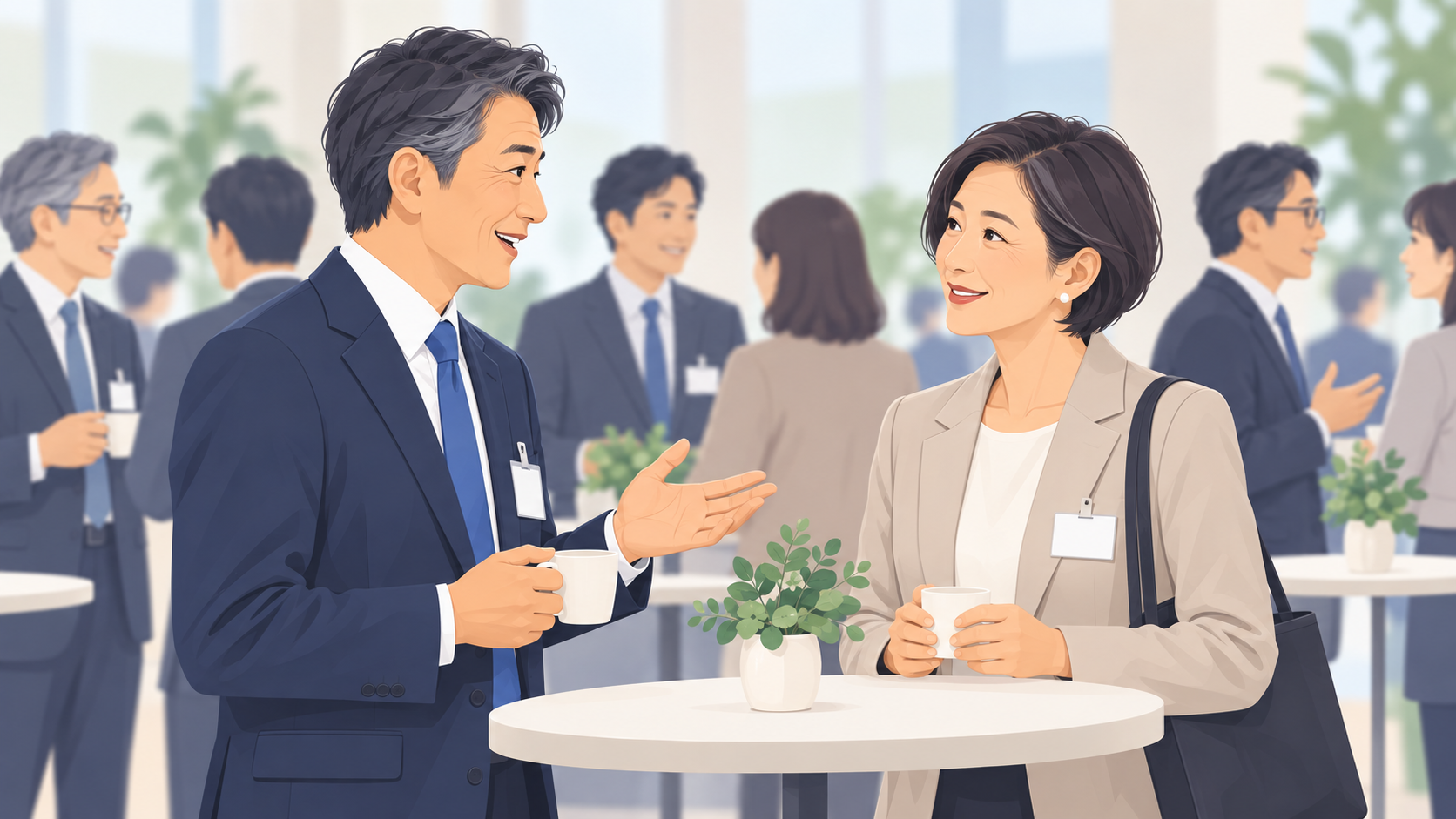 初対面でも困らない!交流会で自然に会話を始める方法について考える交流会参加者のイメージ
