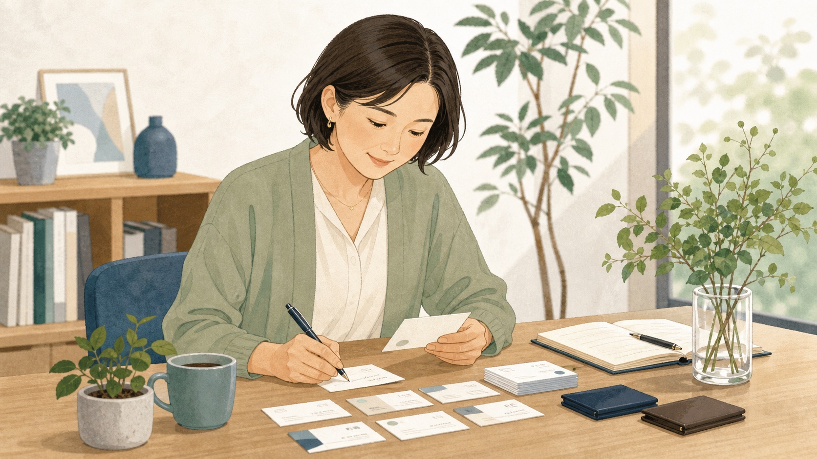 名刺交換だけで終わらせない、交流会後のフォロー方法について考える交流会参加者のイメージ