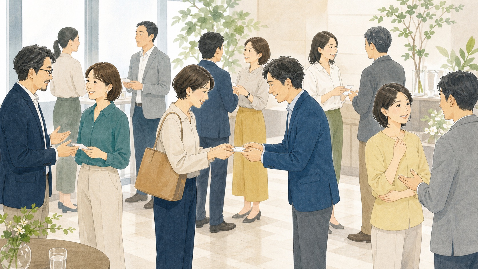 ビジネス交流会でよくある失敗と、参加前に知っておきたいマナーについて考える交流会参加者のイメージ