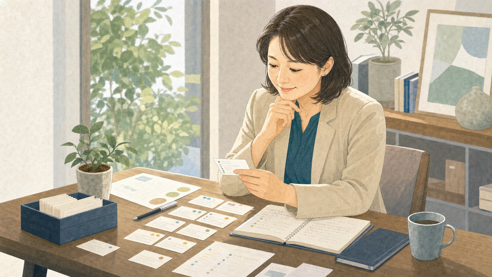 交流会の成果を振り返る方法｜次の参加につなげる記録と改善のコツについて考える交流会参加者のイメージ