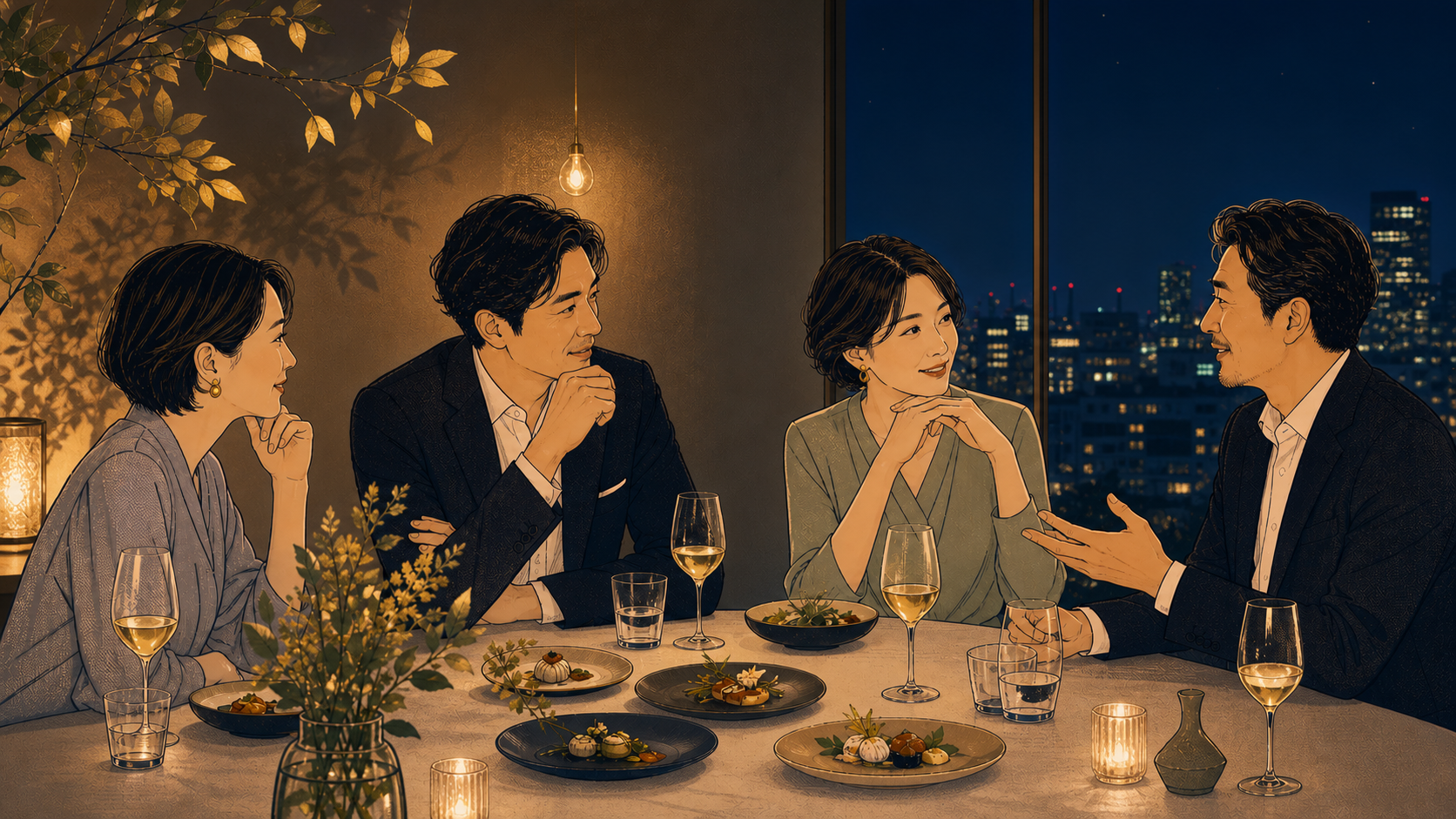 食を囲んでつながる大人の交流会のイメージ